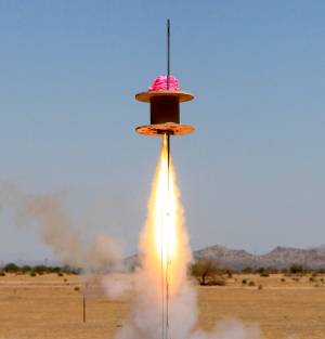 54mm Spool Rocket takes flight on the Aerotech I161W